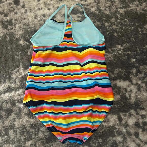 Speedo Girls One-Piece Striped Swimsuit Medium (10) - Picture 3 of 4